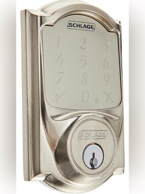 SCHLAGE BE479AA V CAM 619 Satin Nickel Sense Smart Deadbolt with Camelot Trim